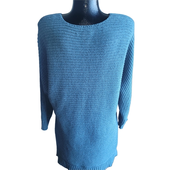 American Eagle Teal Knit V-Neck High-low Sweater XXS - Picture 5 of 6